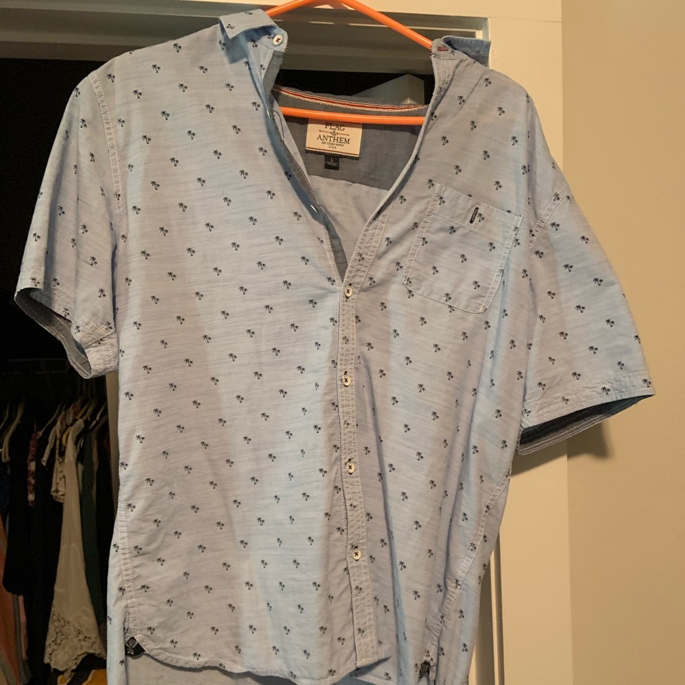 Men’s large Flag and Anthem Button Down